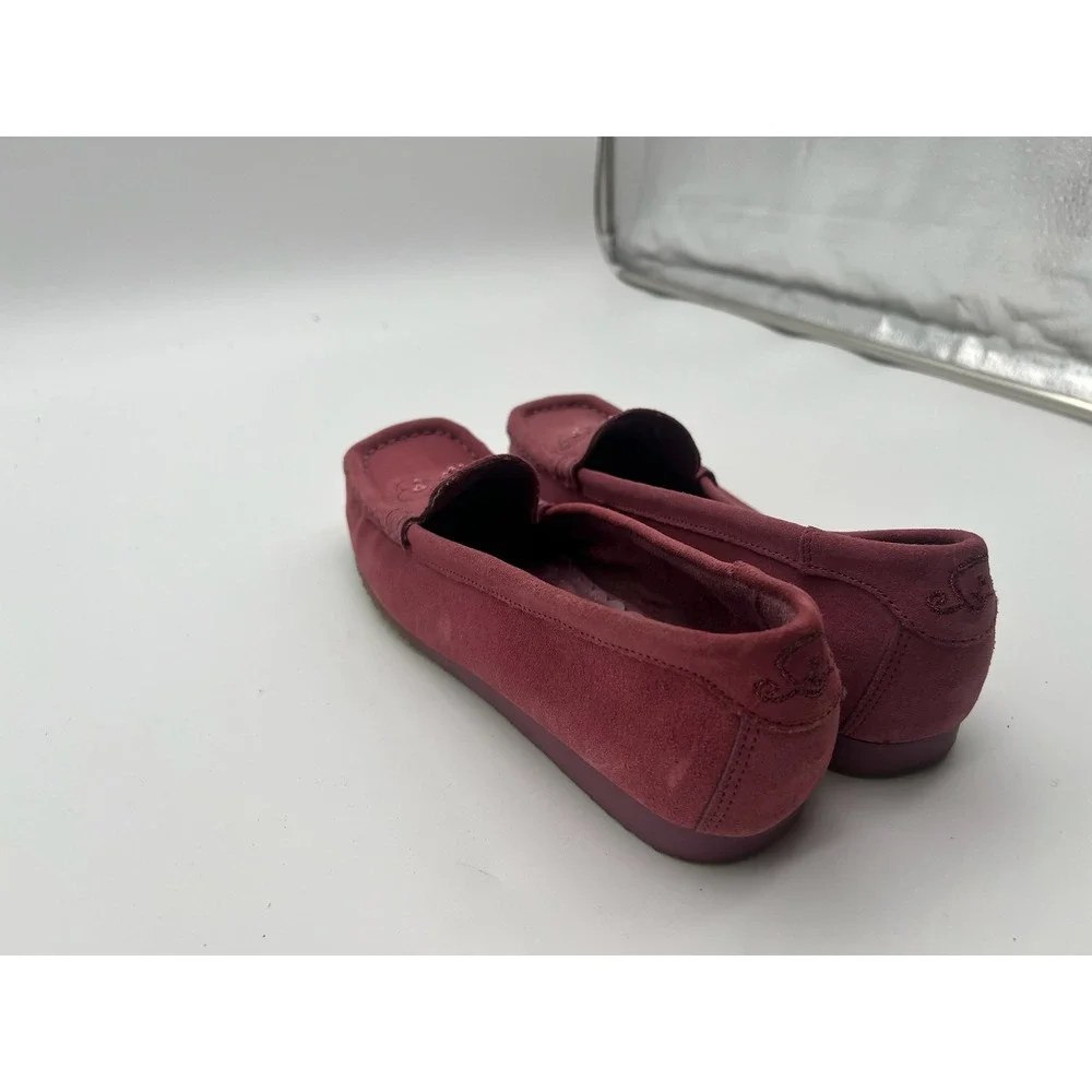 Predictions Women Burgundy Faux Suede Floral Sequin Embroidered Loafers Size 7